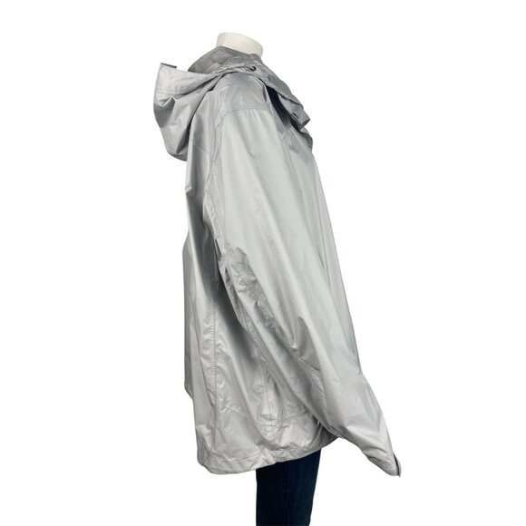 LL Bean Trail Model Womens Rain Jacket 2X Regular Gray Hooded Lightweight - Picture 3 of 10
